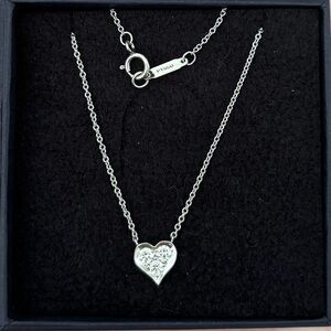 Tiffany & Co. 3 Diamond Platinum Tenderness Heart Pendant Necklace